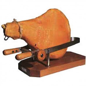 Morsa per prosciutto in acciaio inox con supporto e manici legno professionale