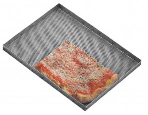 Teglia in lamiera forata per pizza cm 60x40x2H Giotto 582/40 alta croccante