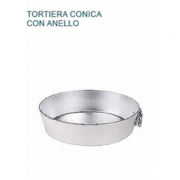 TORTIERA Alluminio Ø cm 28X6,5H CONICA CON ANELLO Professionale Pentole Agnelli 07 23