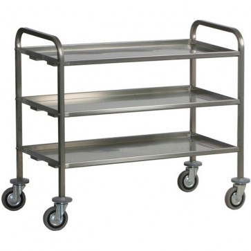 CARRELLO DI SERVIZIO 111x66x98H 3 PIANI Professionale inox piano piegato kg 200