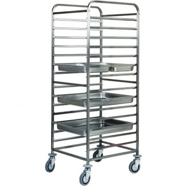 CARRELLO PORTA TEGLIE GN Acciaio inox Portata 28 teglie GN 1/1 Ruote Paracolpi GOMMA 