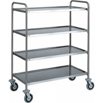 CARRELLO DI SERVIZIO cm 109X59X140H 4 PIANI Professionale in acciaio inox ruote