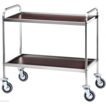 CARRELLO DI SERVIZIO cm 70X50X78H 2 PIANI Professionale inox e nobilitato wengé