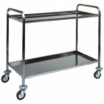 CARRELLO DI SERVIZIO cm104X50X97H 2 PIANI Professionale inox piano piegato Kg 80