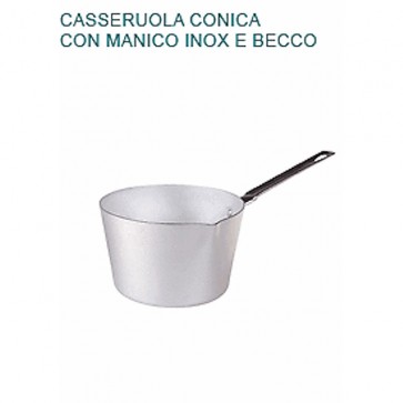 CASSERUOLA CONICA CON BECCO Ø cm 14X8,5H Alluminio 2 mm Manico Pentole Agnelli 07 23