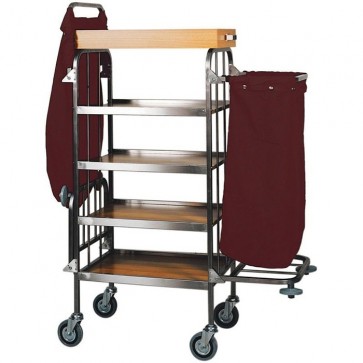 Carrello pulizia al piano cm 152X50X158H inox con piani in laminato carrelli
