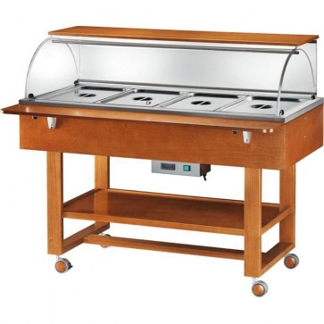 ESPOSITORE CALDO BAGNOMARIA CON CUPOLA carrello professionale Ristoranti legno tinto noce