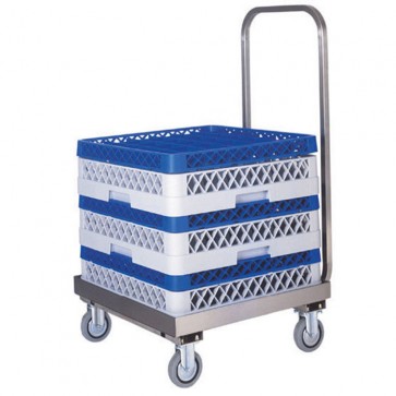 Carrello porta cestelli per lavastoviglie cm 52x58x96H in acciaio con manico