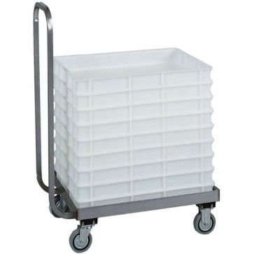 Carrello porta cassette impasti pizza 60x40 cm 42x72x96H in acciaio con manico