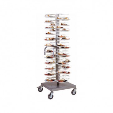 CARRELLO PORTAPIATTI CROMATO cm 60X60X175H Portata 96 piatti Ø cm 18/23 Porta