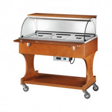 CARRELLO TERMICO BAGNOMARIA CON CUPOLA legno tinto noce professionale ristoranti buffet 