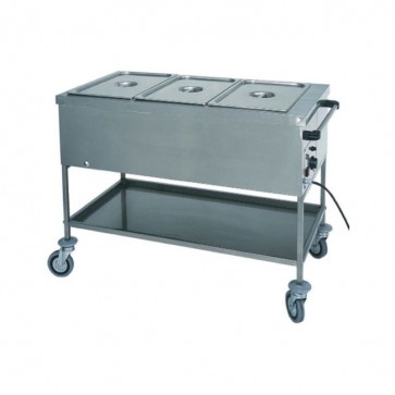 CARRELLO TERMICO CON RESISTENZA A SECCO professionale W2000 3 bacinelle GN 1/1 HOTEL
