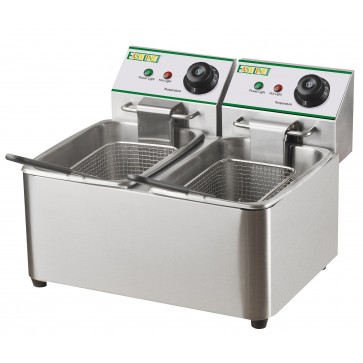 Friggitrice professionale elettrica da banco 2 vasche lt 4+4 bar pizzerie pub