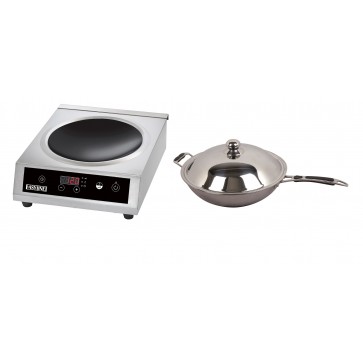 Piastra a induzione wok piano concavo vetroceramica Easyline BT350W con pentola diametro cm 36