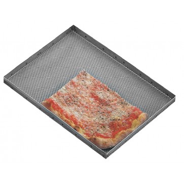 Teglia in lamiera forata per pizza cm 60x40x2H Giotto 582/40 alta croccante