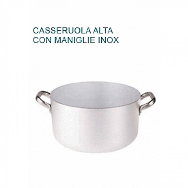 CASSERUOLA ALTA In Alluminio Ø cm 28X15,5H 2 MANICI Professionale Pentole  Agnelli 07 23
