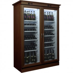 Vetrina refrigerata per vini in legno 2 ante vetro combinata +2°/+8° C 310+310 L