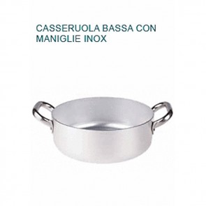 CASSERUOLA BASSA Alluminio Ø cm 24X8,5H 2 MANICI Professionale Pentole Agnelli 07 23