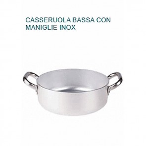 CASSERUOLA BASSA Alluminio Ø cm 22X8,5H 2 MANIGLIE mm 2 Padella Pentole Agnelli 07 23