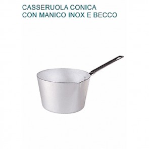 CASSERUOLA CONICA CON BECCO Ø cm 16X10H Alluminio 2 mm Manico Pentole Agnelli 07 23