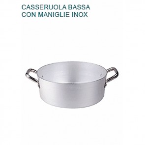 CASSERUOLA BASSA Alluminio Ø cm 20X7,5H 2 MANIGLIE mm 2 Padella Pentole Agnelli 07 23