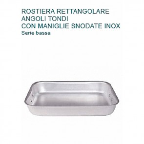 ROSTIERA In Alluminio cm 36 X26X6H Con 2 MANIGLIE Professionale Pentole Agnelli 07 23
