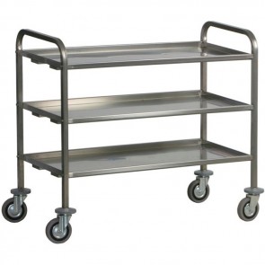 CARRELLO DI SERVIZIO 111x66x98H 3 PIANI Professionale inox piano piegato kg 200