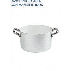 CASSERUOLA ALTA Alluminio Ø cm 28X14H 2 MANIGLIE mm 2 Padella Pentole Agnelli 07 23