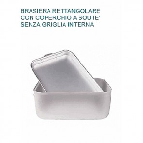 BRASIERA In Alluminio cm 70X45X20H Coperchio Souté Professionale Pentole Agnelli 07 23