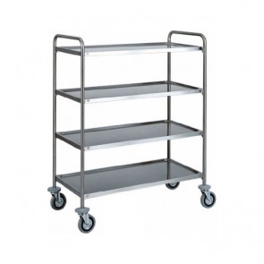 CARRELLO DI SERVIZIO cm 87X59X140H 4 PIANI Professionale in acciaio inox ruote